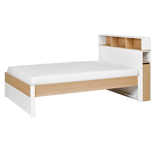 Tête de lit 140 simple avec rangement haut - 3S. x Home - Sommier blanc